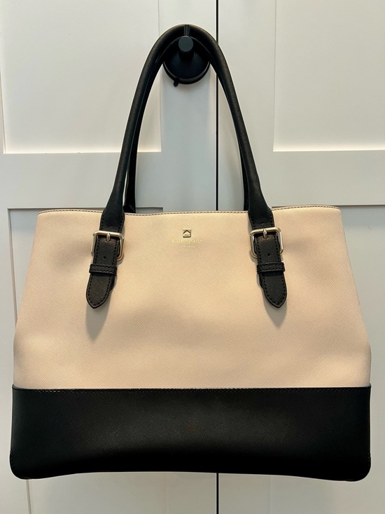 kate spade Handbags - ♠️Kate Spade Large Saffiano Leather Tote Black Cream Work Bag Shoulder Purse
